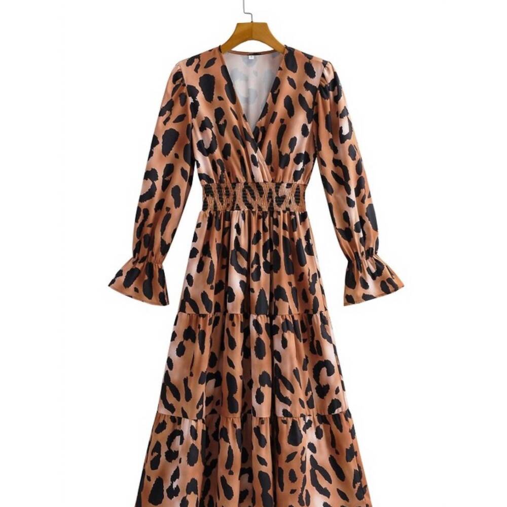 NEW SUNDAYUP women's push the envelope midi dress in leopard print